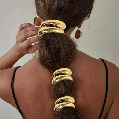 Double-Layer Chunky Metal Hair Clips for Women