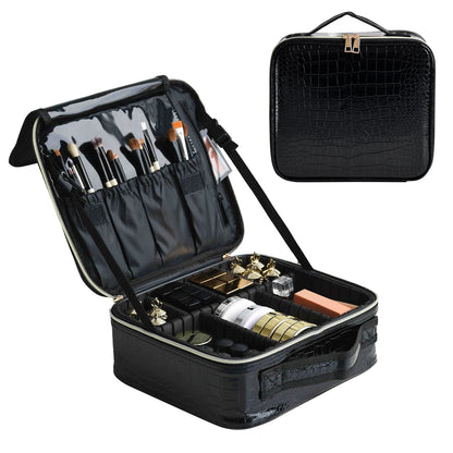 PU Leather Travel Makeup Bag - Multi-Functional Storage