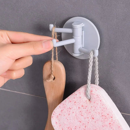 Self Adhesive Sticky Kitchen Home Bathroom Key Bag Coat Hanger Storage Hanging Holder Rack with 3 Foldable Arms Swivel Wall Hook