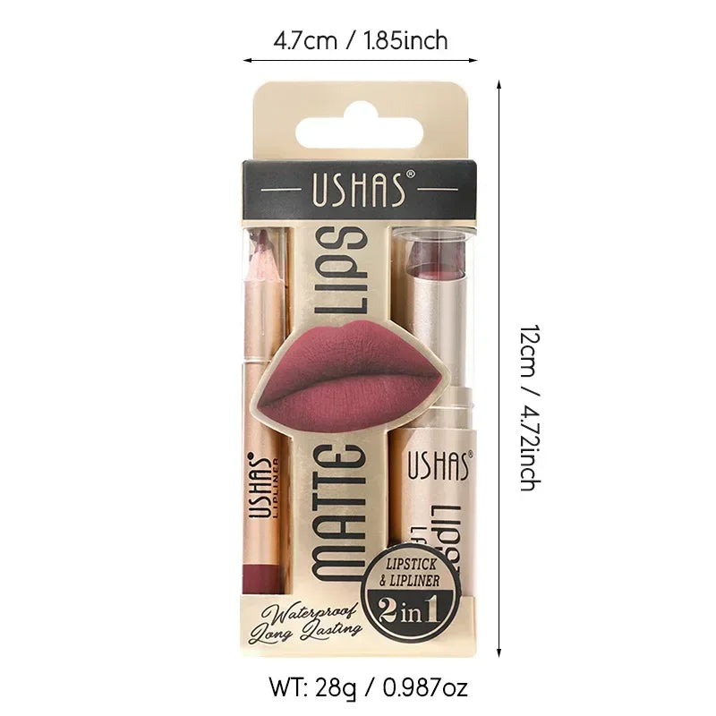 2-in-1 Waterproof Lipstick & Liner Set