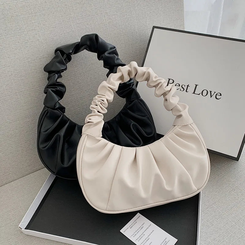 Pleated PU Cloud Handbag – Women’s Fashion