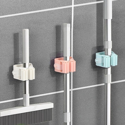 1Pack Mop Broom Holder Rack Grippers Clips Wall Mount Home Appliance Multi-Purpose Hooks Kitchen Bathroom Organizer