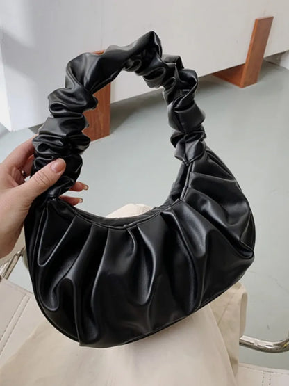 Pleated PU Cloud Handbag – Women’s Fashion